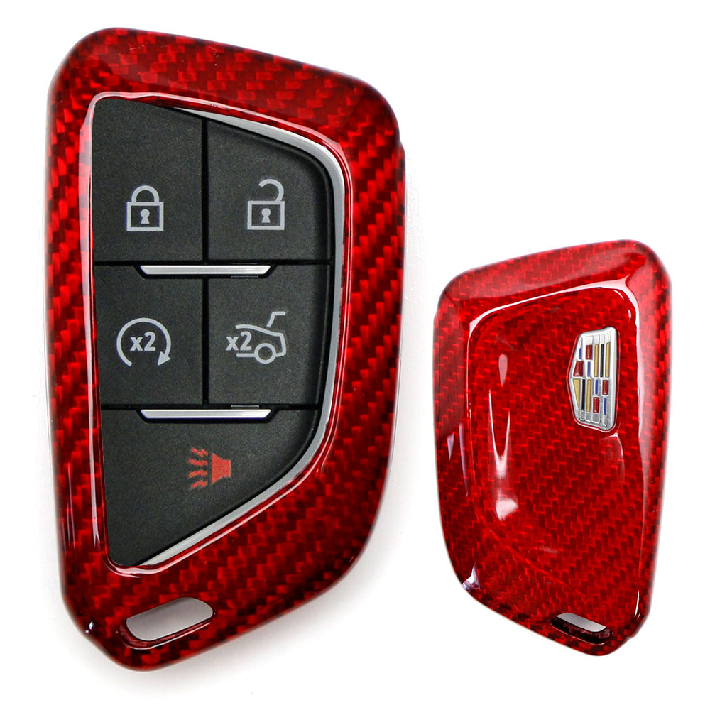 Real Red Carbon Fiber Smart Key Fob Cover For 20-up Cadillac ATS CT4 CT5 CT6 XT4