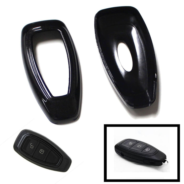 Glossy Black Remote Smart Key Fob Shell Holder Cover For Ford Fiesta Focus C-MAX