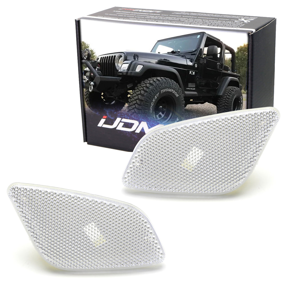 Clear Front Wheel Fender Flare Side Marker Housing Lens For 1997-06 Wrangler TJ