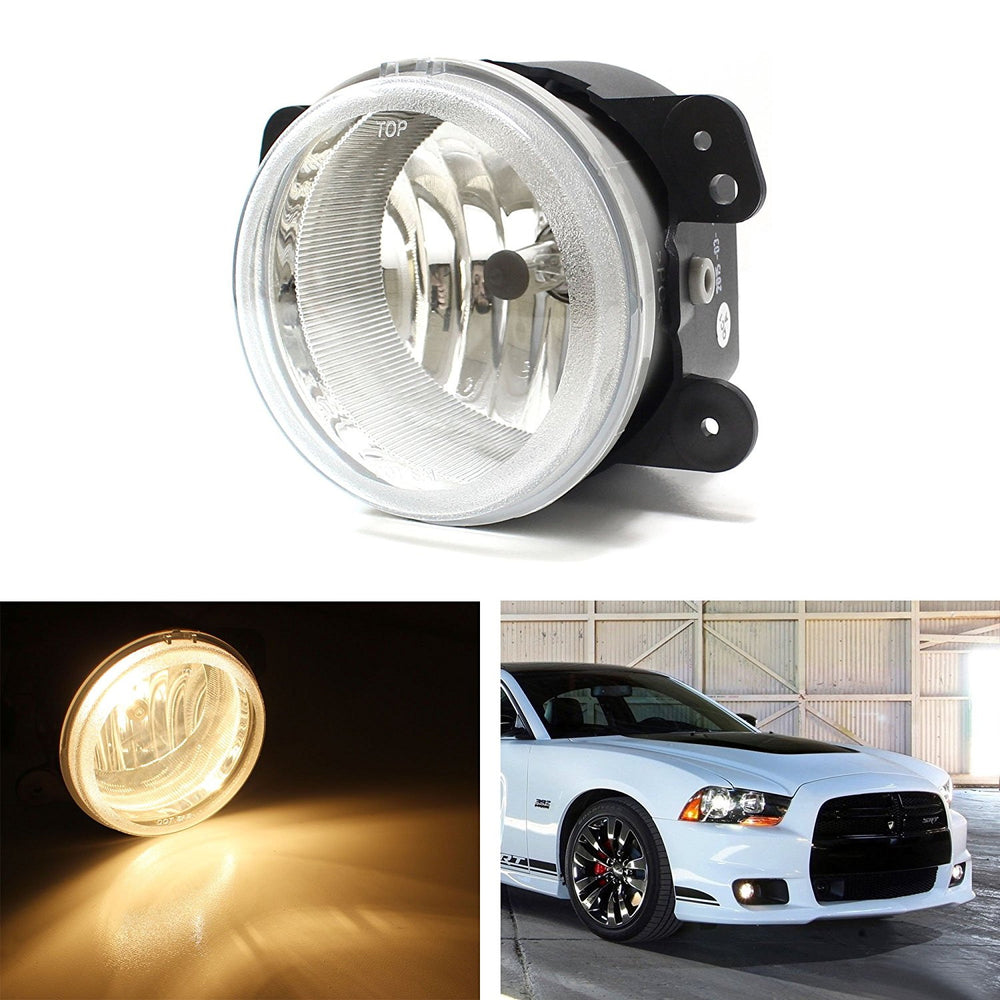 (1) Replacement Clear Lens Fog Light w/ Bulb For Jeep Wrangler Dodge Charger etc