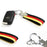 Euro Germany Flag Stripe Nylon Band w/ Inner Leather Key Fob Chain Keychain Ring