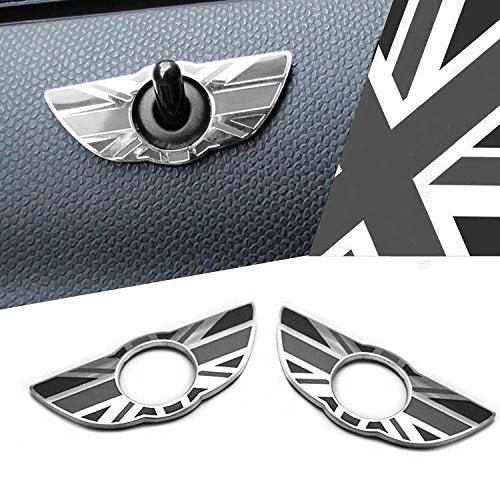 Black Union Jack Style Wing Emblem Rings For MINI Countryman Paceman Door Locks