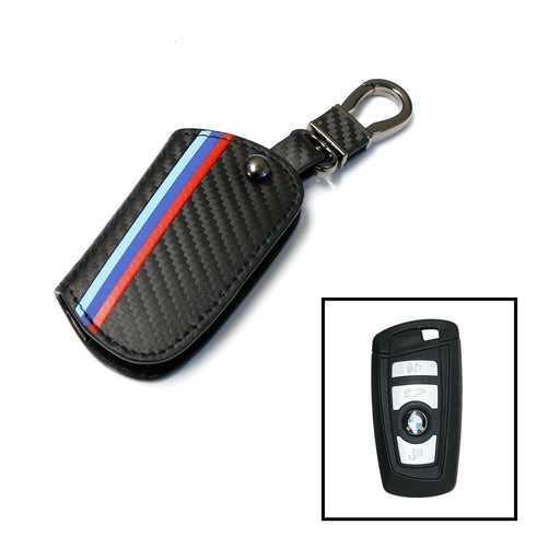 M-Colored Carbon Fiber Pattern Leather Key Holder For BMW 1 2 3 4 5 6 7 Series