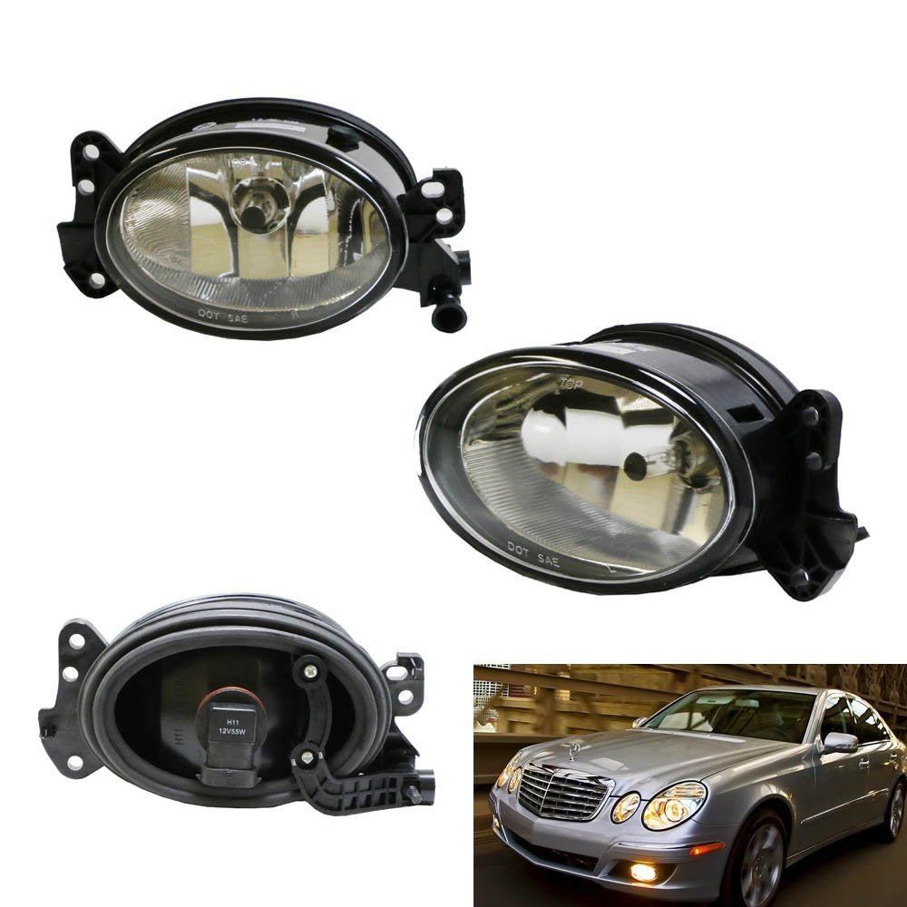 Complete Clear Lens Fog Lights w/H11 Halogen Bulbs For Mercedes C E R CLS ML etc