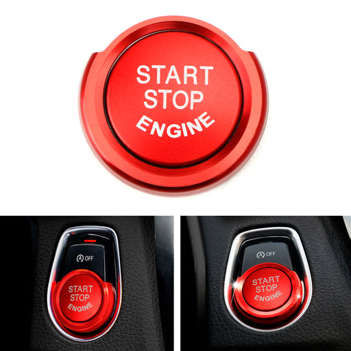 Red Aluminum Keyless Engine Push Start Button w/Surrounding Ring Trim For BMW