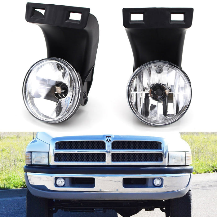 JDM Clear Fog Lights w/ 880 Halogen Bulbs For 94-01 Dodge RAM 1500 2500 3500