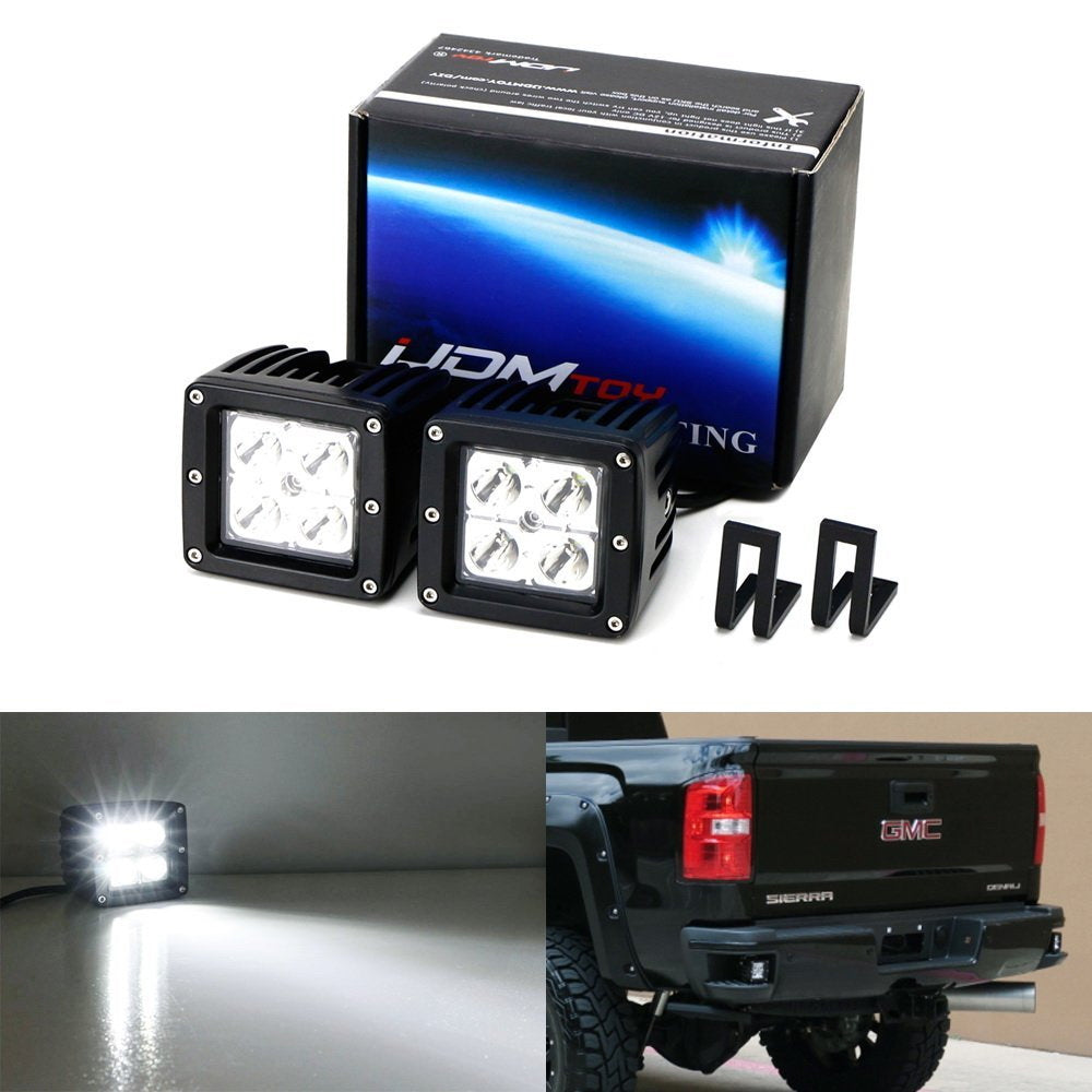 40W LED Pods w/ Rear Bumper Foot Step Bracket Wiring For 15-up Silverado Sierra