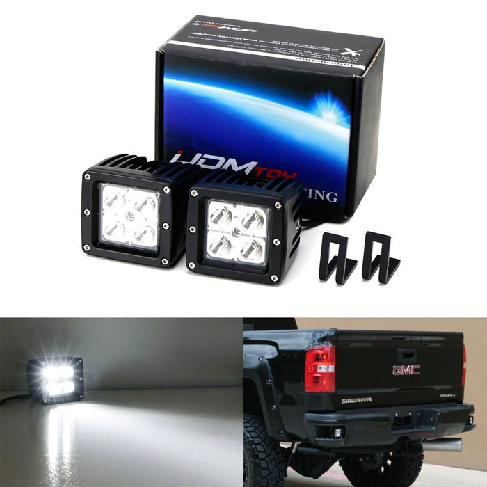 40W LED Pods w/ Rear Bumper Foot Step Bracket Wiring For 15-up Silverado Sierra