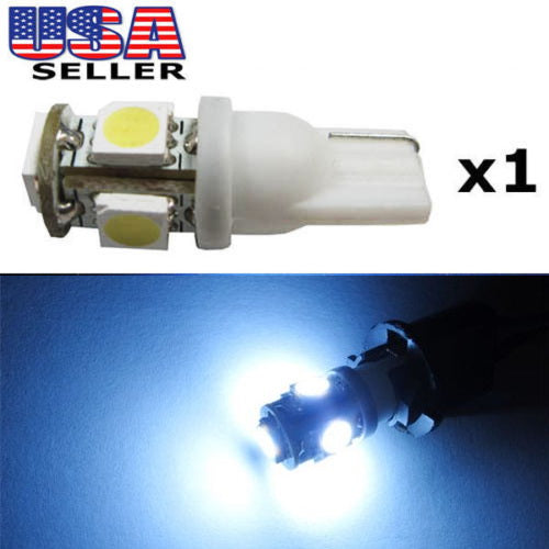 1pc Xenon White 5-SMD T10 168 175 194 2825 LED License, Dome, Cargo Light Bulb