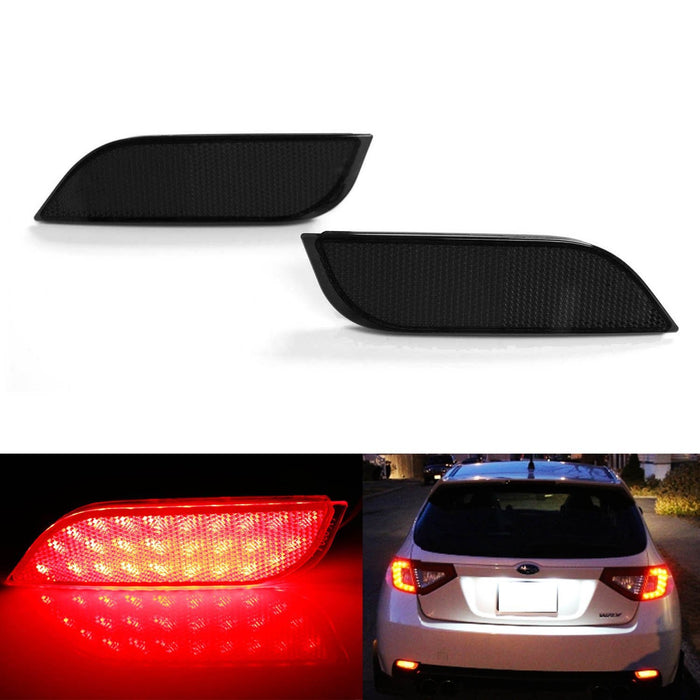 Smoked Lens 26-LED Bumper Reflectors, Rear Fog Lights For Subaru Impreza WRX STi