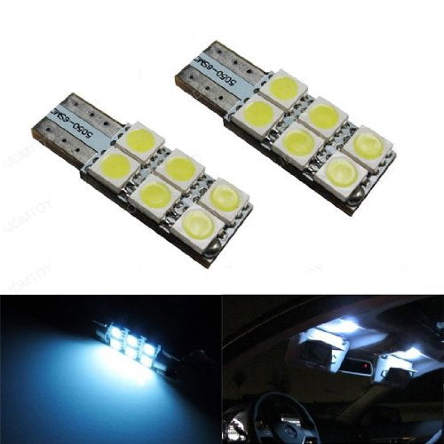 (2) White 6-SMD 168 2825 W5W T10 Wedge LED Visor Vanity Mirror Light Bulbs