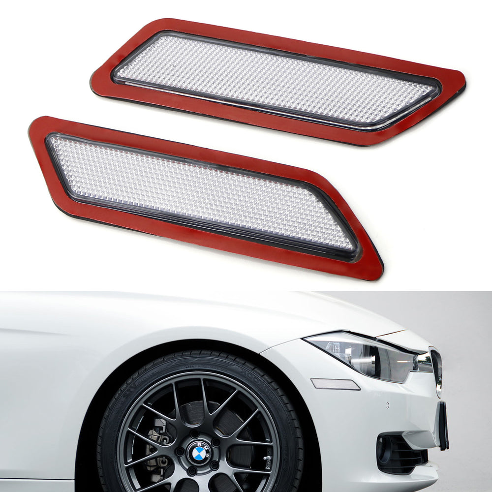 Clear Lens Front Bumper Side Markers For 2012-2015 BMW F30 F31 Pre-LCI 3 Series