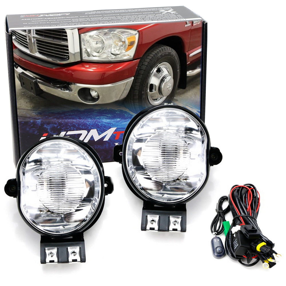 OE-Spec Fog Lamps w/ White LED, Wiring, Switch For Dodge RAM 1500 2500 Durango