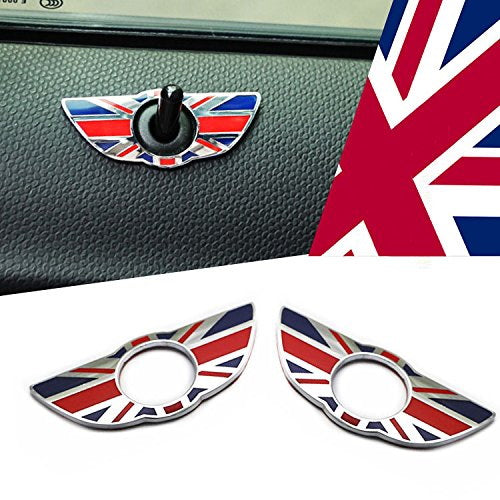 Red Union Jack Style Wing Emblem Rings For MINI Countryman Paceman Door Locks