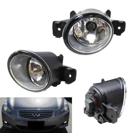 Driver Passenger Sides Fog Light Lamps w/ H11 Halogen Bulbs For Nissan, Infiniti