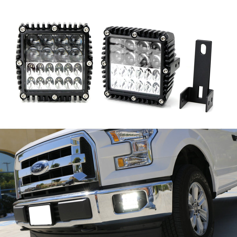 100W Combination-Beam Hyperspot LED Foglamps w/Mount Bracket For 15-17 Ford F150