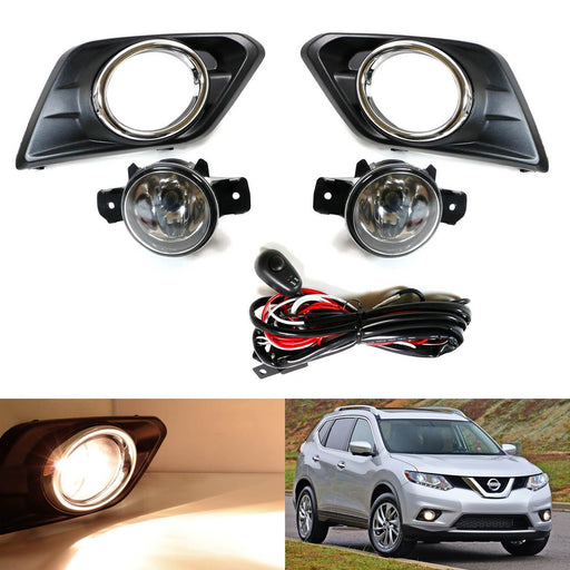 Complete Set Fog Lights Foglamps w/ H11 Halogen Bulbs For 2014-2016 Nissan Rogue