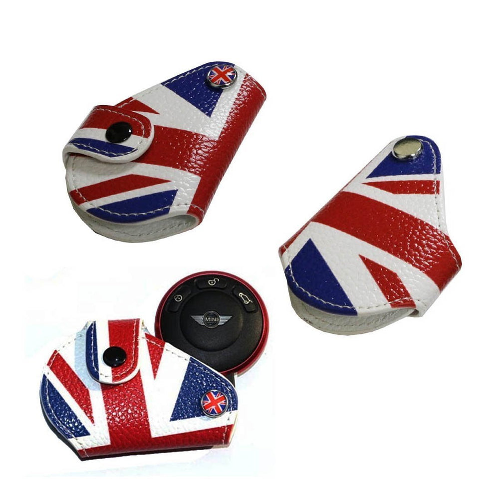 Red Union Jack UK Flag Style Key Fob Holder For 2008+ MINI Cooper