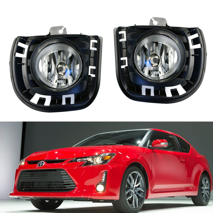 Complete Clear Lens Fog Lights w/Bulbs, Bezel Covers, Wirings For 14-16 Scion tC