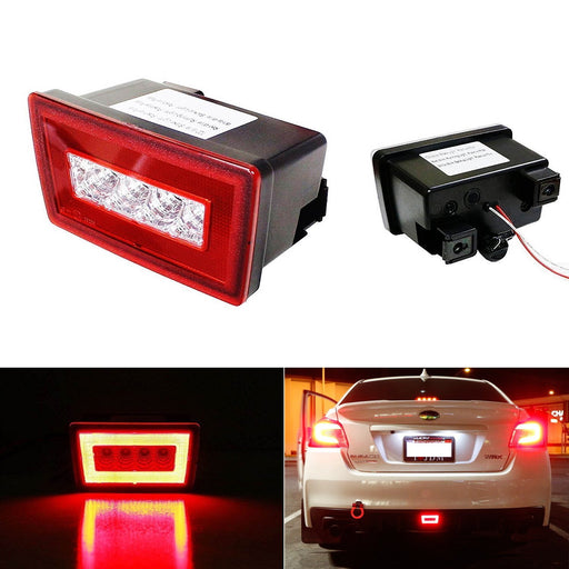 Red Lens LED Rear Fog Light, Brake and Backup Reverse For 15-up Subaru WRX STi