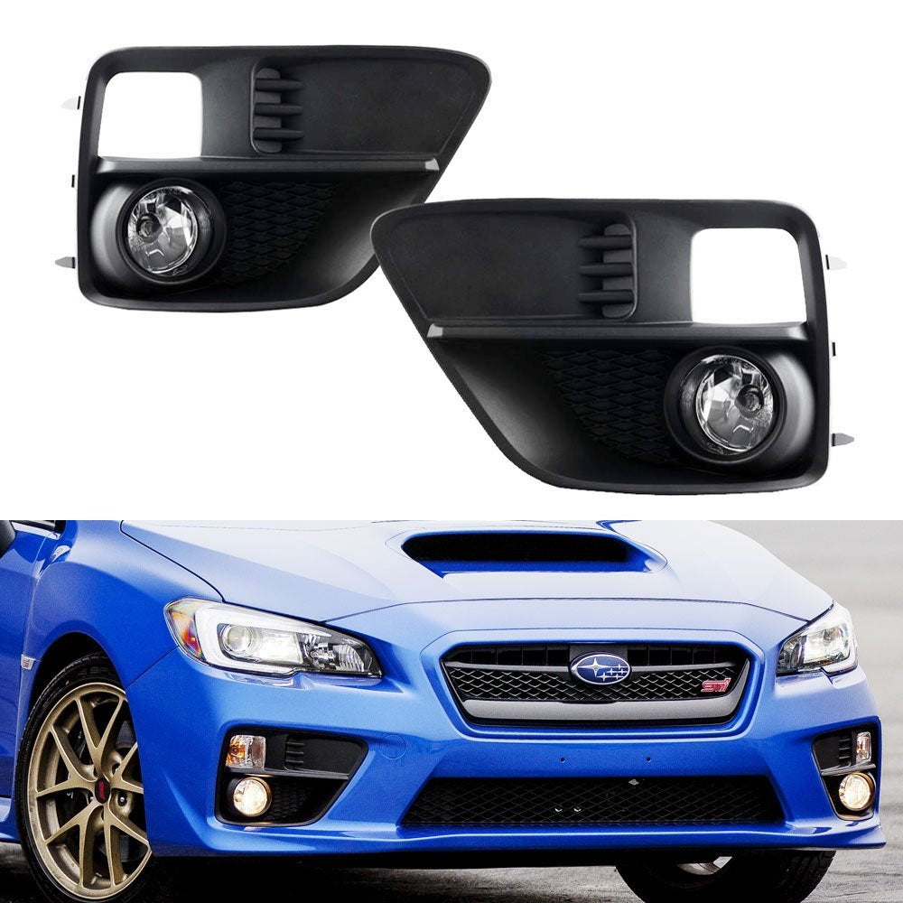 Complete Clear Lens Fog Light Kit w/ Bezel Covers, Wirings For 15-17 Subaru WRX