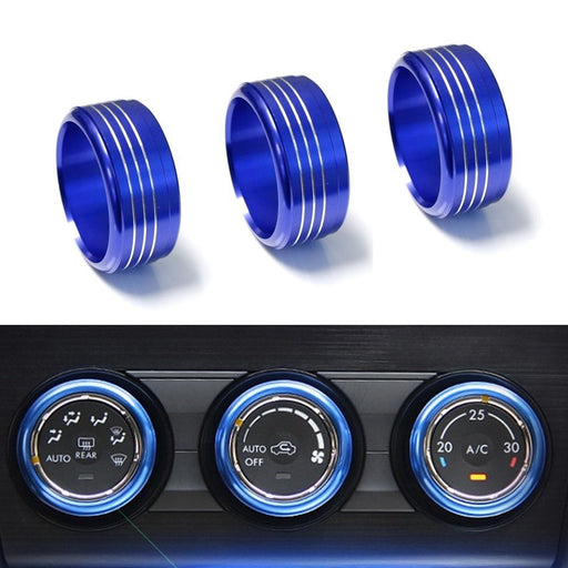 Blue Aluminum AC Climate Control Knob Ring Covers For Subaru Impreza WRX/STi