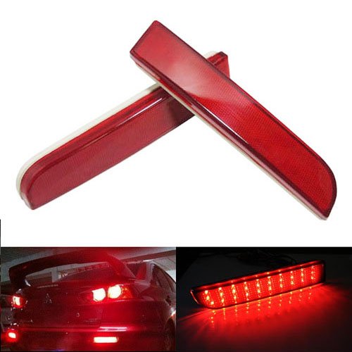 Red Lens LED Bumper Reflectors For Mitsubishi Lancer Evo Taillight Brake Lights