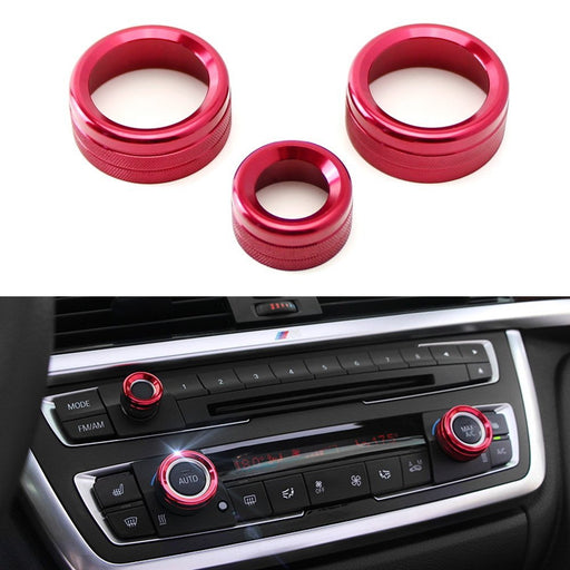 Red AC Climate Control Radio Volume Knob Ring Covers For BMW 1 2 3 3GT 4 Series