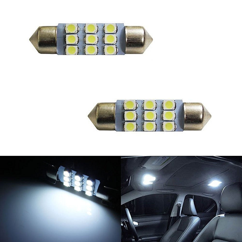 Xenon White 9-SMD-1210 1.50" 36mm 6418 C5W LED Bulbs For Car License Plate Light