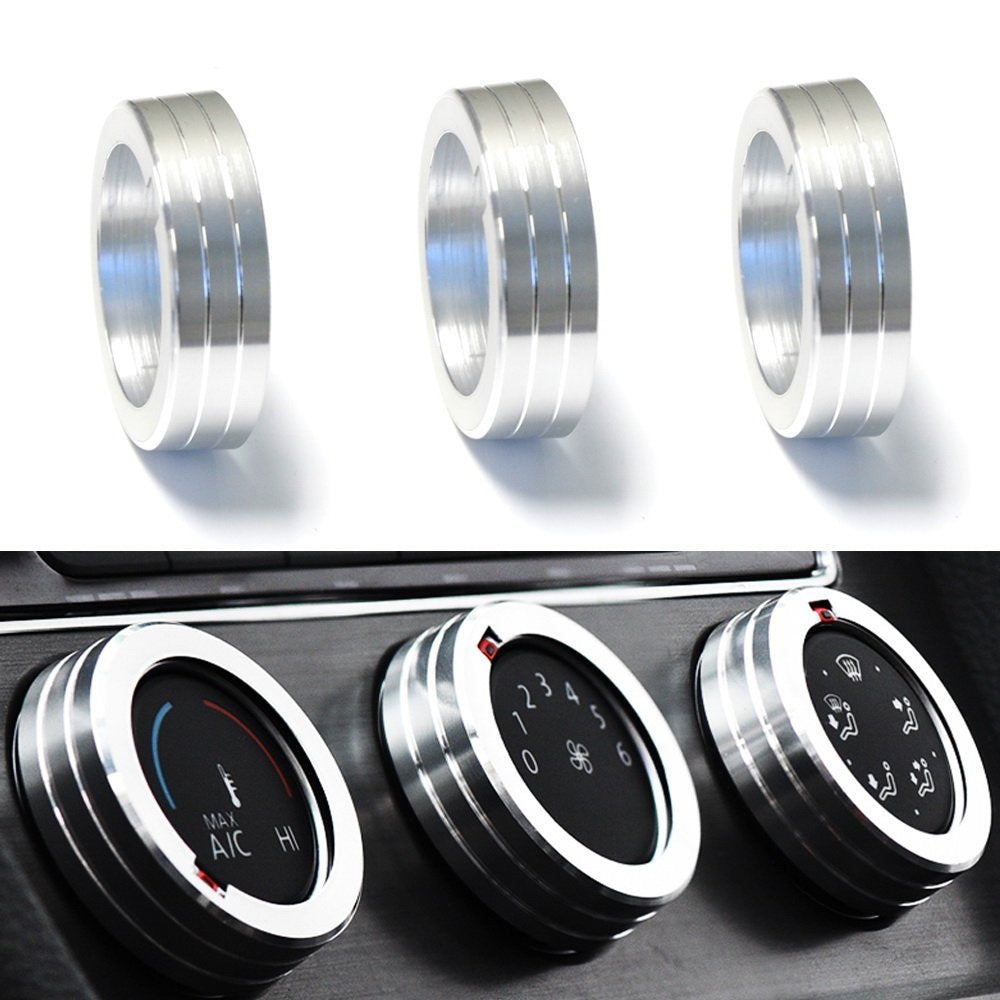 Silver Anodized Aluminum AC Climate Control Ring Knob Covers For VW MK7 Golf GTI