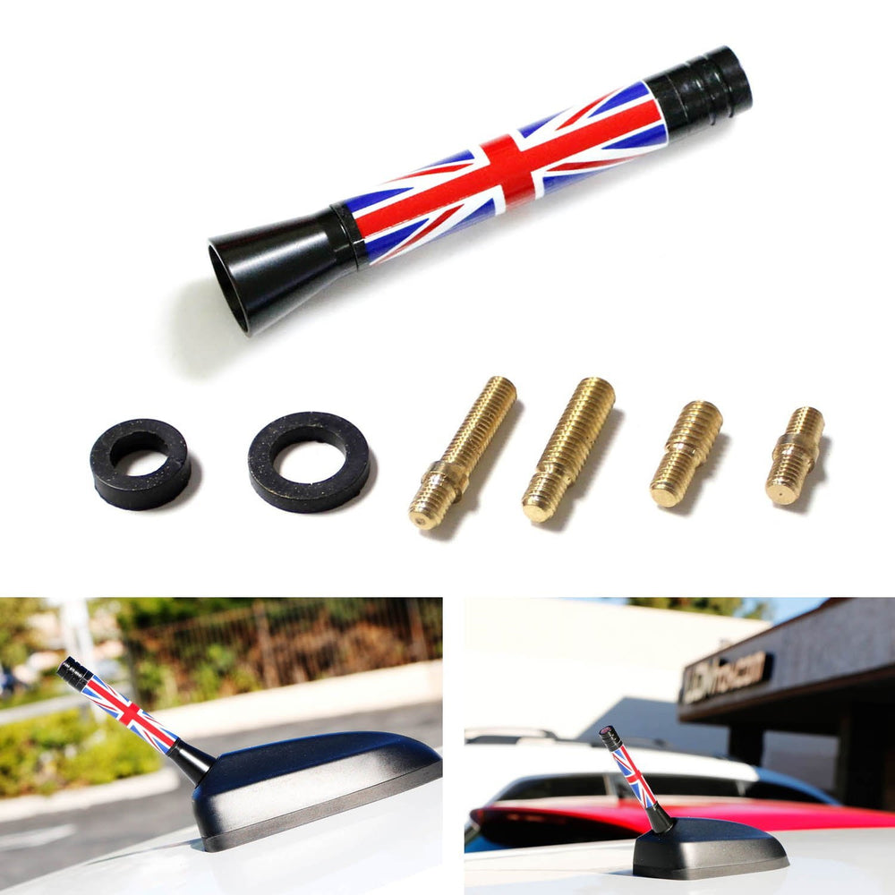 3" Red Union Jack UK British Flag Design Short Antenna Match For MINI Cooper