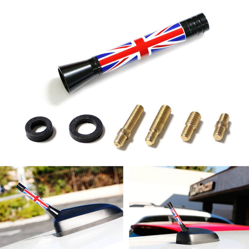 3" Red Union Jack UK British Flag Design Short Antenna Match For MINI Cooper