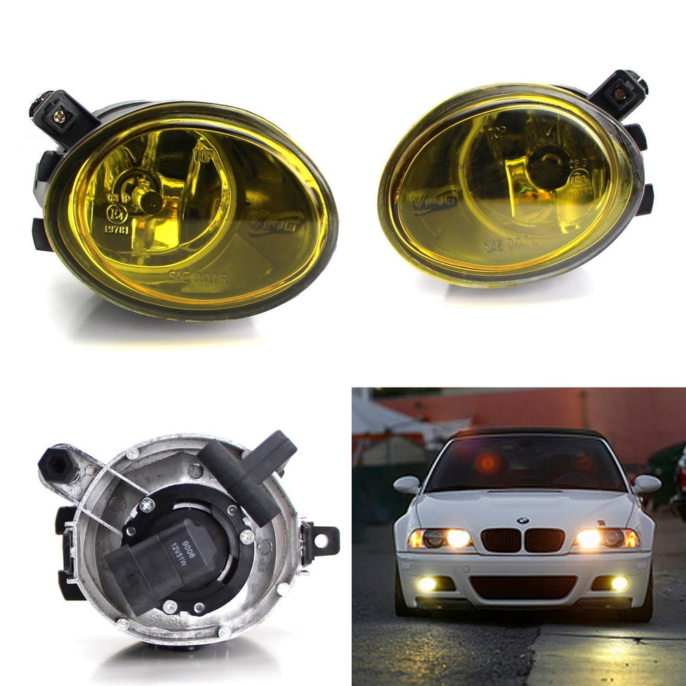 Gold Yellow Fog Lights w/ Halogen Bulbs For 01-05 BMW E46 M3 3 Series, 99-02 M5