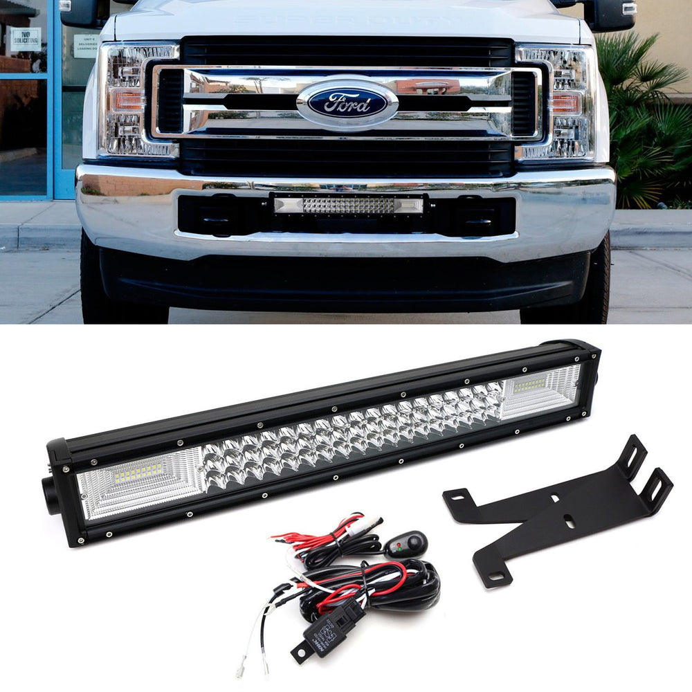 Flood/Spot Beam LED Light Bar w/Front Bumper Bracket, Wire For 2017-22 F250 F350