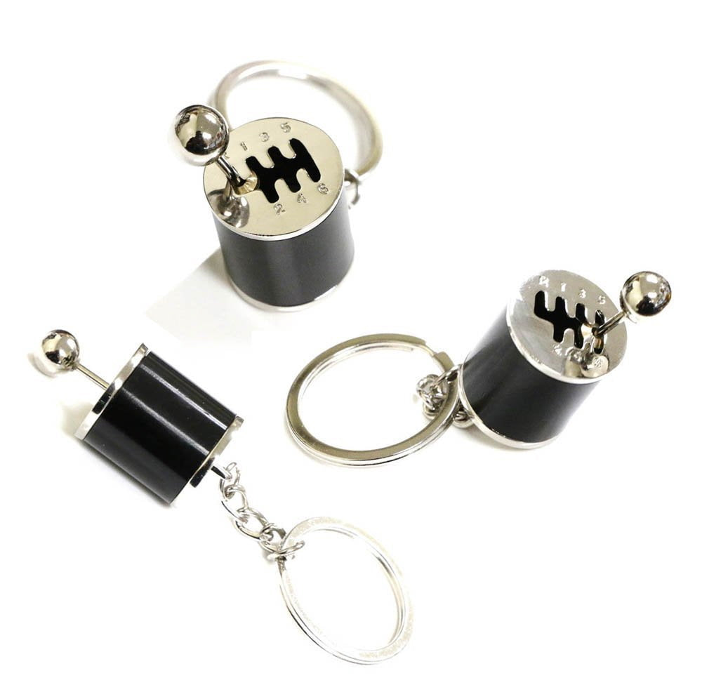 (1) Chrome Finish Gear Box Shifter Key Chain Fob Ring Keychain For Car