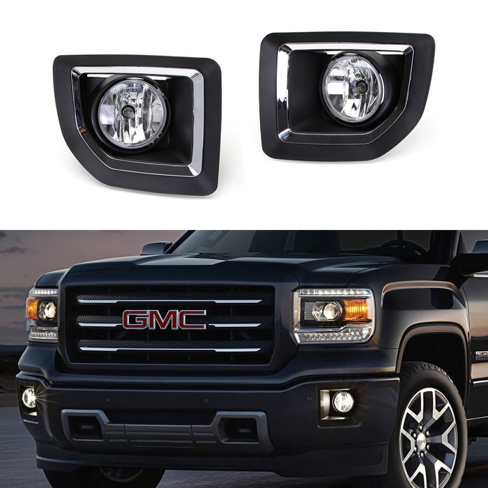 Complete Clear Lens Fog Lights w/ Bezel Cover Wiring For 15-19 GMC Sierra 2500HD