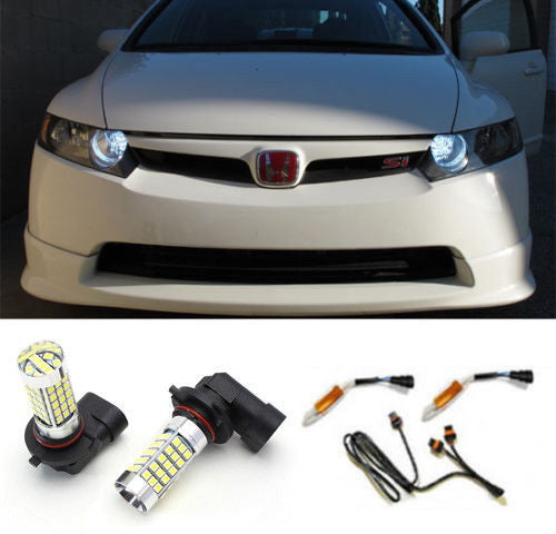 6000K White 9005 LED Daytime Running Light Kit For Acura TSX TL Honda Civic, etc