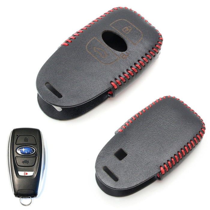 Black Premium Leather 3D Key Fob Holder Cover For Subaru BRZ WRX Legacy Outback