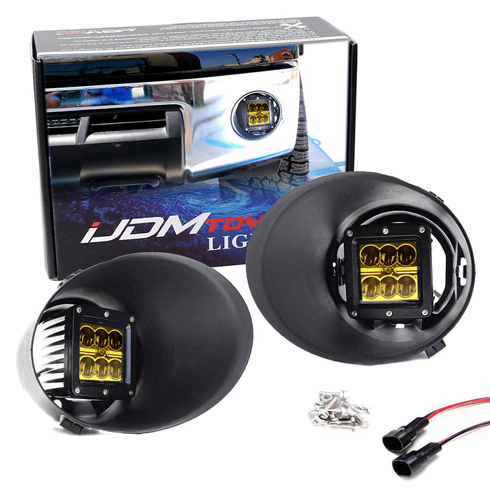 Yellow Lighting 24W 3" LED Pod Fog Light Kit w/ Bezels For 2007-13 Toyota Tundra