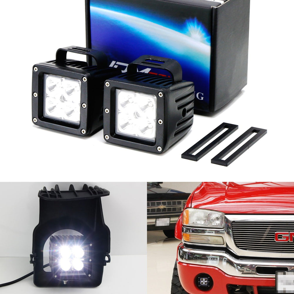 40W CREE LED Pods w/ Foglight Opening Brackets, Wiring For 03-06 GMC Sierra 1500