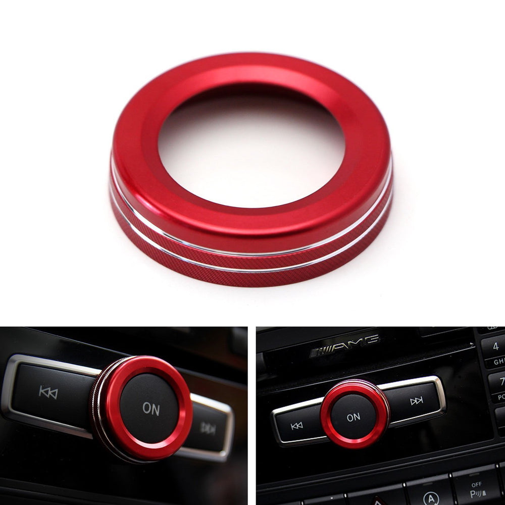 Red Stereo Volume Control Knob Cover For Mercedes A B C E S CLA GLA GLK ML GL