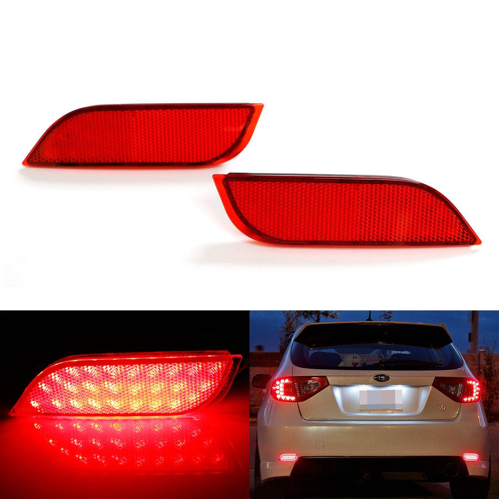 Red Lens 26-LED Bumper Reflectors, Rear Fog Lights For Subaru Impreza WRX STi