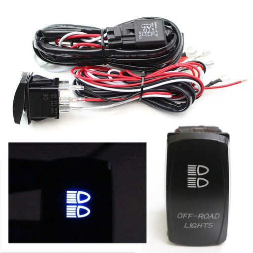 2-Output Relay Wiring Harness w/ Offroad Lights LED Light Switch For Fog Lamp