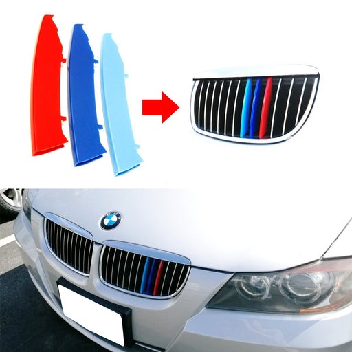 M-Sport 3-Color Grille Insert Trim For BMW E90 E91 Pre-LCI 3 Series Kidney Grill