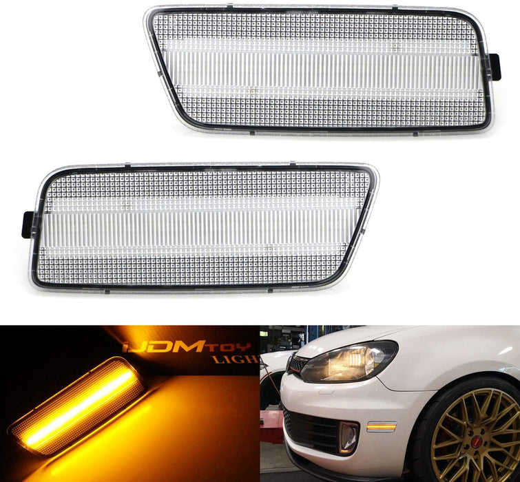 Clear Lens Amber Full LED Front Side Marker Light For 2010-14 Volkswagen MK6 GTI