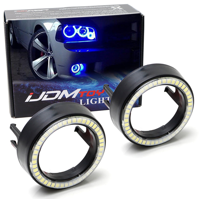 Black Shroud w/ Blue 40-SMD LED Halo Ring Angel Eyes For Fog, Headlight Retrofit