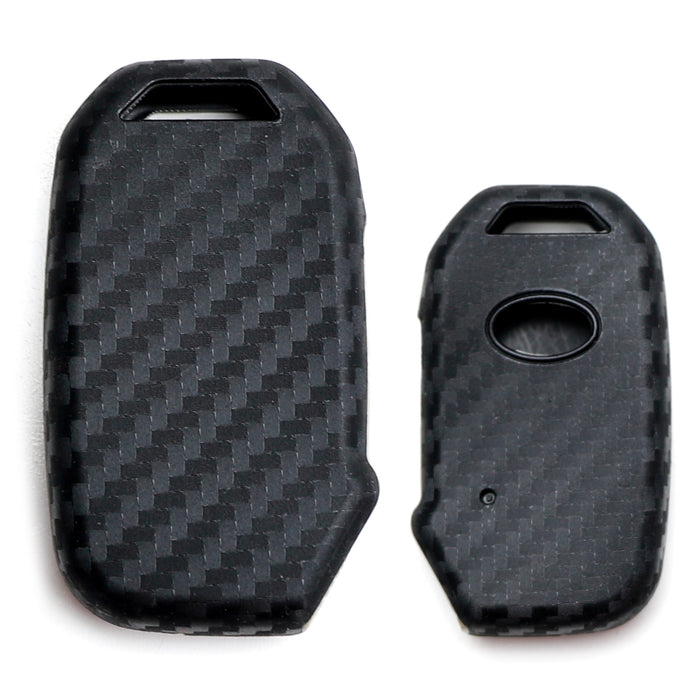 Black "Carbon Fiber" Silicone Key Fob Cover For Kia 22-up K5 Cadenza EV6 Stinger