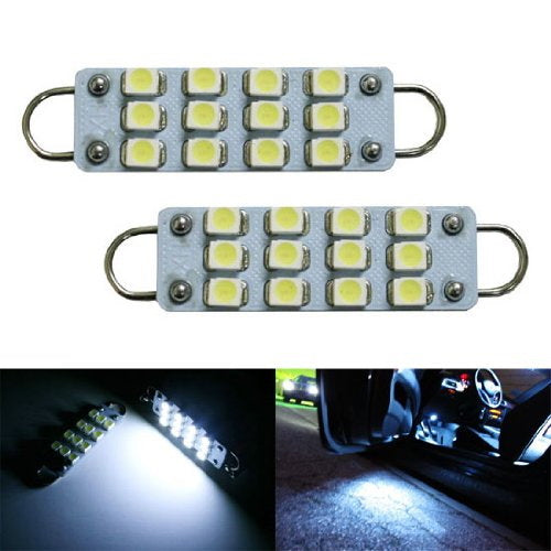 White 43mm 211-2 212-2 214-2 578 12-SMD-3528 Rigid Loop LED Bulbs For Door Light