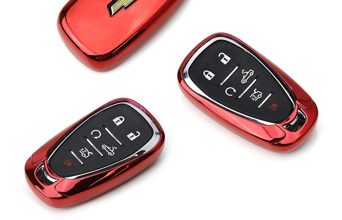 Glossy Red Smart Key Fob Shell For Chevy Camaro Malibu Cruze Spark Volt Bolt