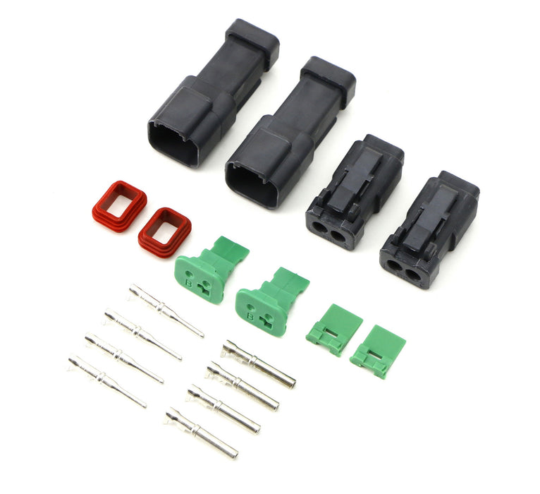 Set 2 Deutsch DTP 2-Pin Waterproof Connector Kit with 12-14 Gauge Solid Contacts